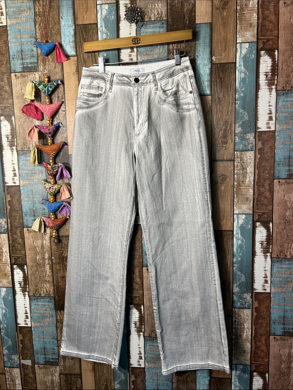Forever 21 Light Gray Wide Leg Jeans — High Rise Flare